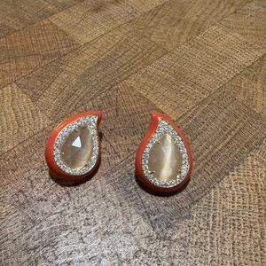 Anthropologie Red and Gold Teardrop Earrings